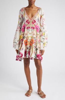 Camilla Destiny Calling Crystal Embellished Long Sleeve Silk A-Line Dress in Destcall