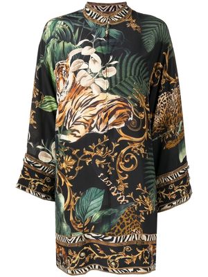 Camilla Easy Tiger-print embellished shirt dress - Black