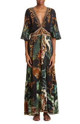 Camilla Easy Tiger Print Empire Waist Silk Cover-Up Dress