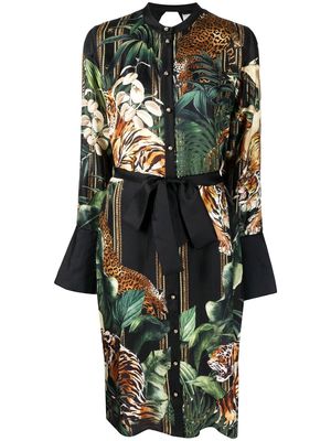 Camilla Easy Tiger print open-back silk dress - Black