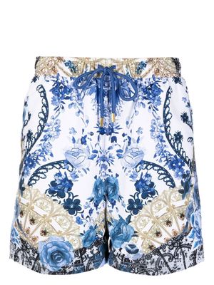 Camilla elastic-waist board shorts - Blue