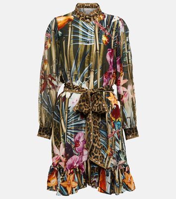 Camilla Floral embellished silk shirt dress