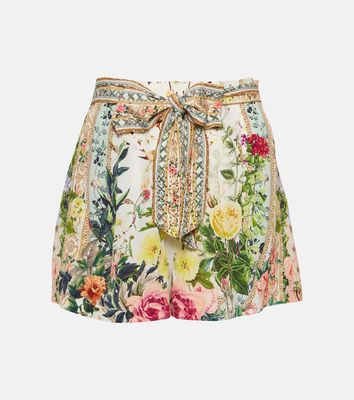 Camilla Floral high-rise silk crêpe shorts