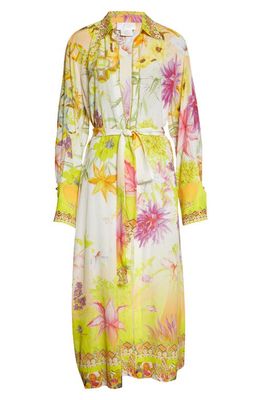 Camilla Floral Long Sleeve Silk Cover-Up Dress in How Does Your Garden Grow