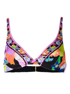 Camilla floral-print bikini top - Black