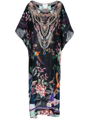 Camilla floral-print kaftan dress - Black