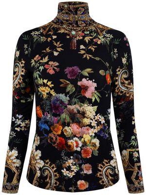 Camilla floral-print long-sleeve jersey - Black
