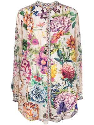 Camilla floral-print long-sleeve shirt - Neutrals