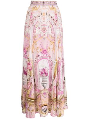 Camilla floral-print silk maxi skirt - Pink