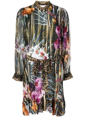 Camilla floral-print silk shirtdress - Brown