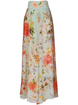 Camilla floral-print wide-leg silk trousers - Multicolour