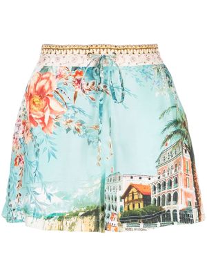 Camilla From Sorrento-print silk shorts - Multicolour