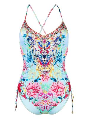 Camilla Go Stag crystal-embellished swimsuit - Blue
