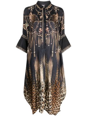 Camilla graphic-print silk kaftan dress - Black
