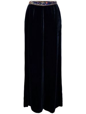 Camilla high-waisted velvet trousers - Blue