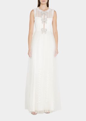 Camilla Jeweled-Bow Gown