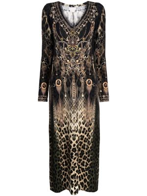 Camilla leopard-print midi dress - Black