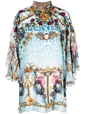 Camilla Letters To Leo ruffled silk blouse - Blue