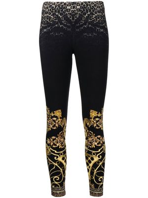 Camilla mid-rise baroque-print leggings - Black