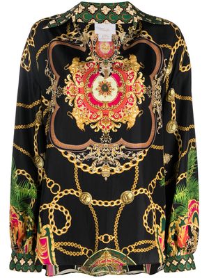 Camilla My Sweet Devotion-print silk blouse - Black