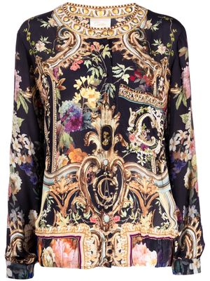 Camilla Play Your Cards Right silk bomber jacket - Black