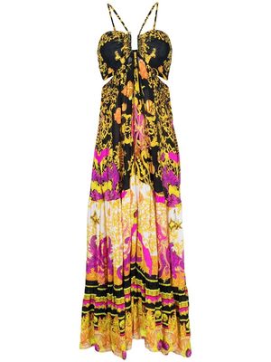 Camilla printed gathered cut-out dress - Multicolour