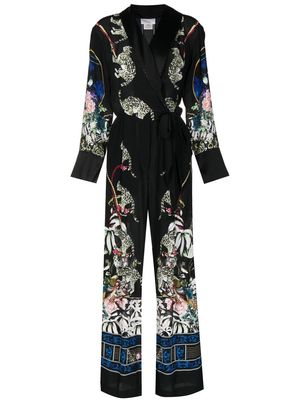 Camilla pyjama tied-waist jumpsuit - Black