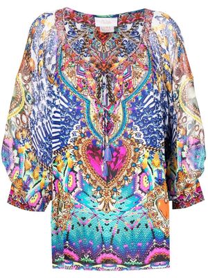 Camilla raglan-sleeve cuffed blouse - Multicolour