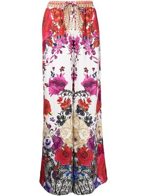 Camilla Reign Of Roses Wide-leg silk pants - White