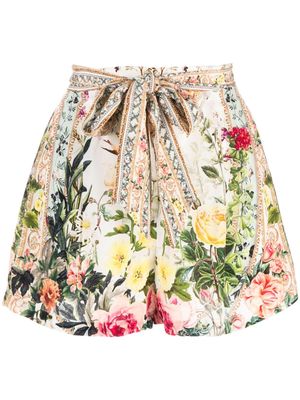 Camilla Renaissance Romance-print silk shorts - Multicolour