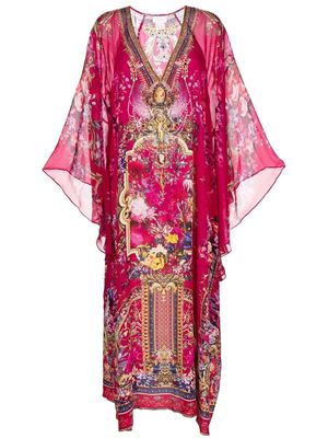 Camilla rhinestone-embellished floral maxi dress - Pink