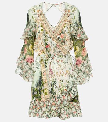 Camilla Ruffled floral silk crêpe wrap dress