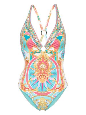 Camilla Sail Away With Me-print ECONYL® swimsuit - Blue
