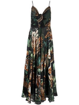 Camilla tiger print maxi dress - Black