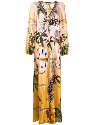 Camilla tropical-print silk beach dress - Yellow