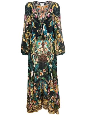 Camilla wrap tie silk dress - Multicolour