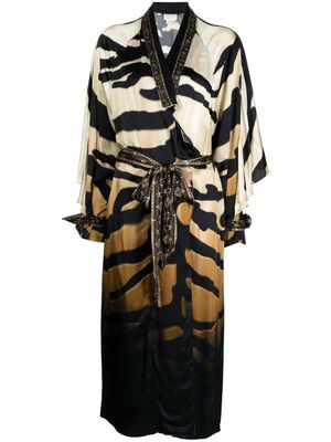 Camilla zebra-print kimono coat - Brown