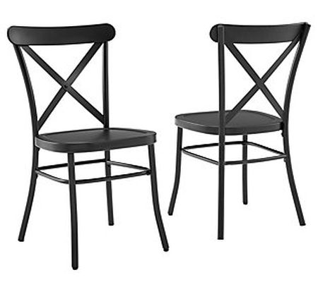 Camille 2-Pc Dining Chair Matte Black by Crosle y