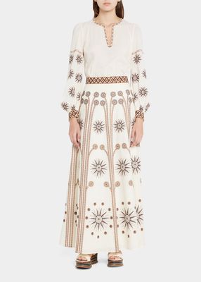 Camille Balance Embroidered Maxi Skirt
