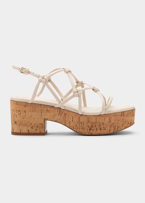 Camille Knotted Leather Platform Sandals