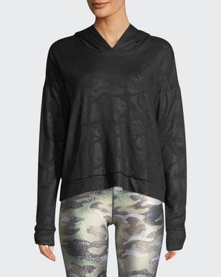 Camo Foil Printed Cross-Back Hoodie Sweatshirt