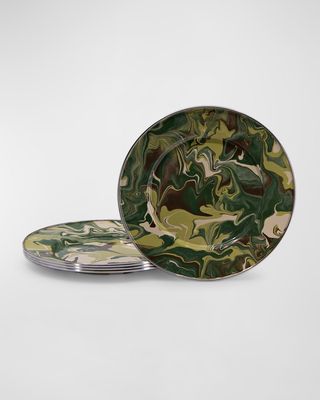 Camouflage Marbled Sandwich Plates, Set of 4