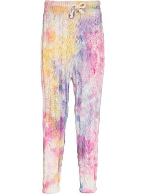 CAMP HIGH Aura tie-dye cable-knit track pants - Pink