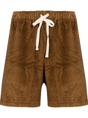 CAMP HIGH logo patch corduroy shorts - Brown