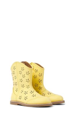Camper Kids' Floral Cutout Western Boot in Light Pastel Yellow