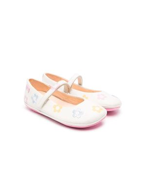 Camper Kids floral embroidery ballerina shoes - White