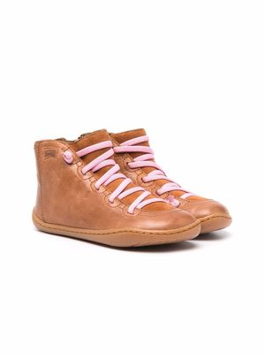 Camper Kids lace-up leather ankle boots - Brown
