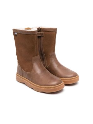 Camper Kids round-toe leather boots - Brown