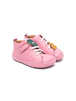 Camper Kids Twins floral-appliqué leather sneakers - Pink