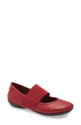 Camper Right Nina Leather Ballerina Flat in Medium Red Leather